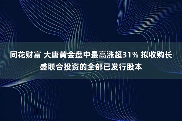 同花财富 大唐黄金盘中最高涨超31% 拟收购长盛联合投资的全部已发行股本