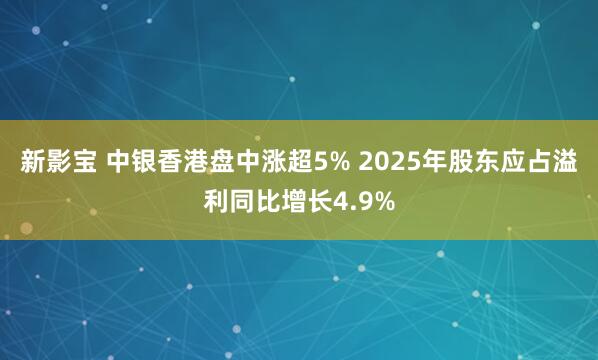 新影宝 中银香港盘中涨超5% 2025年股东应占溢利同比增长4.9%